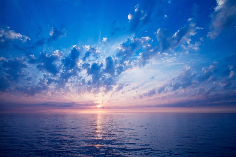 Blue, sunsets, ocean, x, skyscapes, oceans, nature, clouds, art, 2K, sea, hd