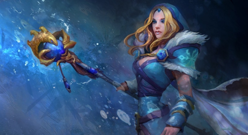 hair, adult, young adult, 1080P, water, underwater, looking, Rylai, Dota 2, fantasy girl, nature, blond hair, women, beauty, cold, young women, hairstyle