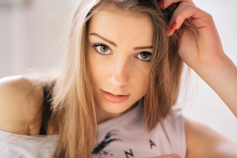 tank, long hair, woman, white, hazel eyes, black, women, eyes, hair, face, s, long, blonde, 720P, hazel, top