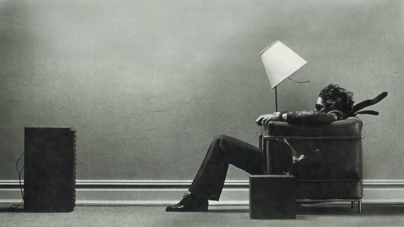 day, chair, 1080P, black, sitting, relaxation, leather, people, side view, indoors, s, wall - building feature, creativity, full length, nature, men, music