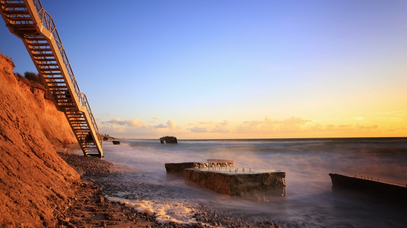 coast, FIlter, stairway, water, 4K, sunset, seascape, Meer, evening light, outdoor, Baltic Sea, landscape, Fischland-Darß-Zingst, nature, Mecklenburg-Vorpommern