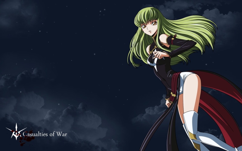 night, studio shot, cloud - sky, representation, C.C., female likeness, anime girls, low angle view, no people, arts culture and entertainment, Code Geass
