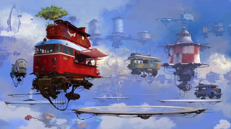 future, painting, 4K, Alejandro Burdisio, miscellaneous, digital art, art, house, sci fi, van, fantasy