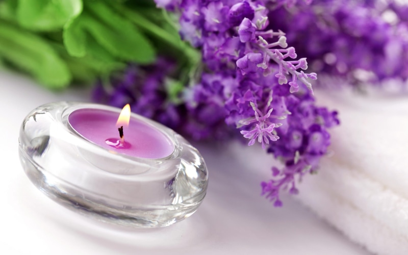 flowers, romantic, candle, purple, moments, soft, gift, things, beauty, haze, lovely, 2K, spiritual, liliac