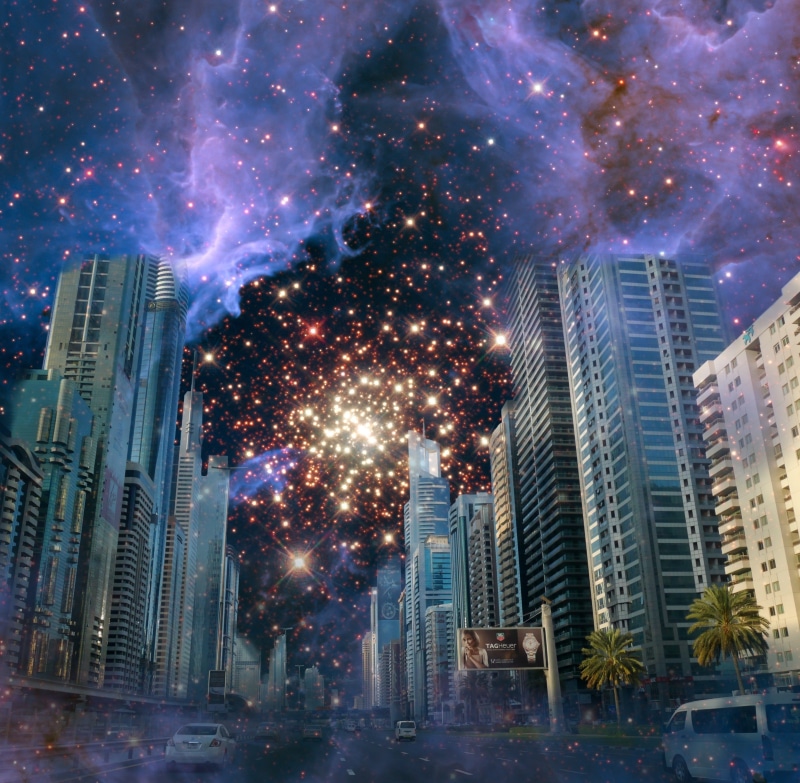 constellation, office, metropolis, grey, universe, buildings, skyskraper, sice fiction, night, space, architecture, human imagination, modern architecture