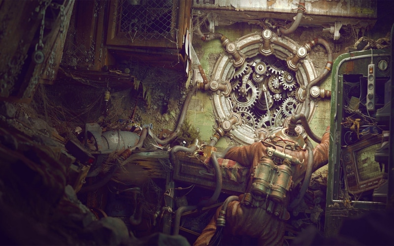 1080P, gears, diving suits, steampunk
