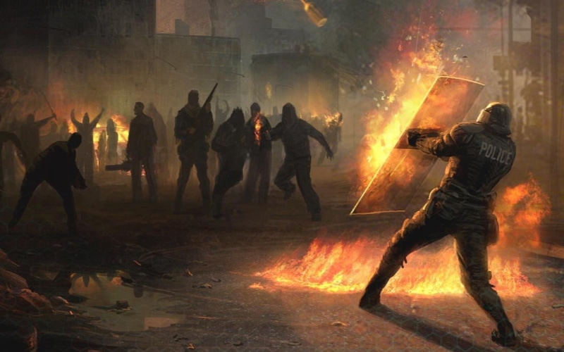 revolution , crowd, adult, flame, heat - temperature, weapon, motion, illustration, group of people, Rebels, fire, riot, fire - natural phenomenon, armed forces