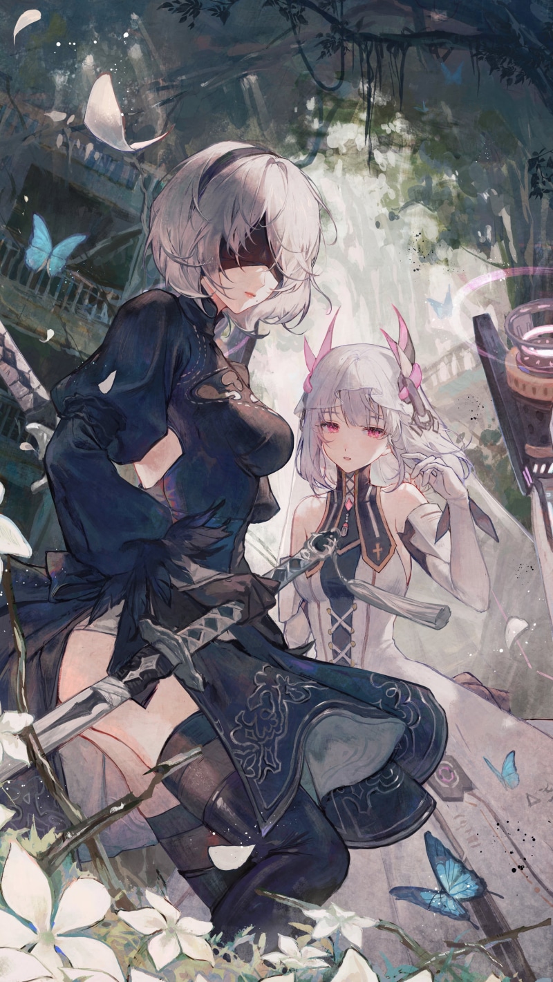 Punishing: Gray Raven, YoRHa 2B, video game art, Nier: Automata, Matcha_, 2K