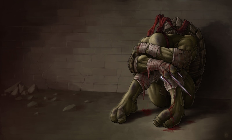 clothing, Teenage mutant ninja turtles, architecture, brick, explosive, real people, backgrounds, security, shoe, people, stack, flooring, dark, character