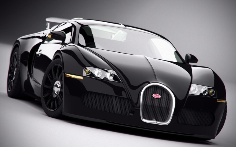 Bugatti, shiny, mode of transportation, metal, motor vehicle, land vehicle, 720P, reflection, black, headlight, wealth, studio shot, gray, benz, racecar