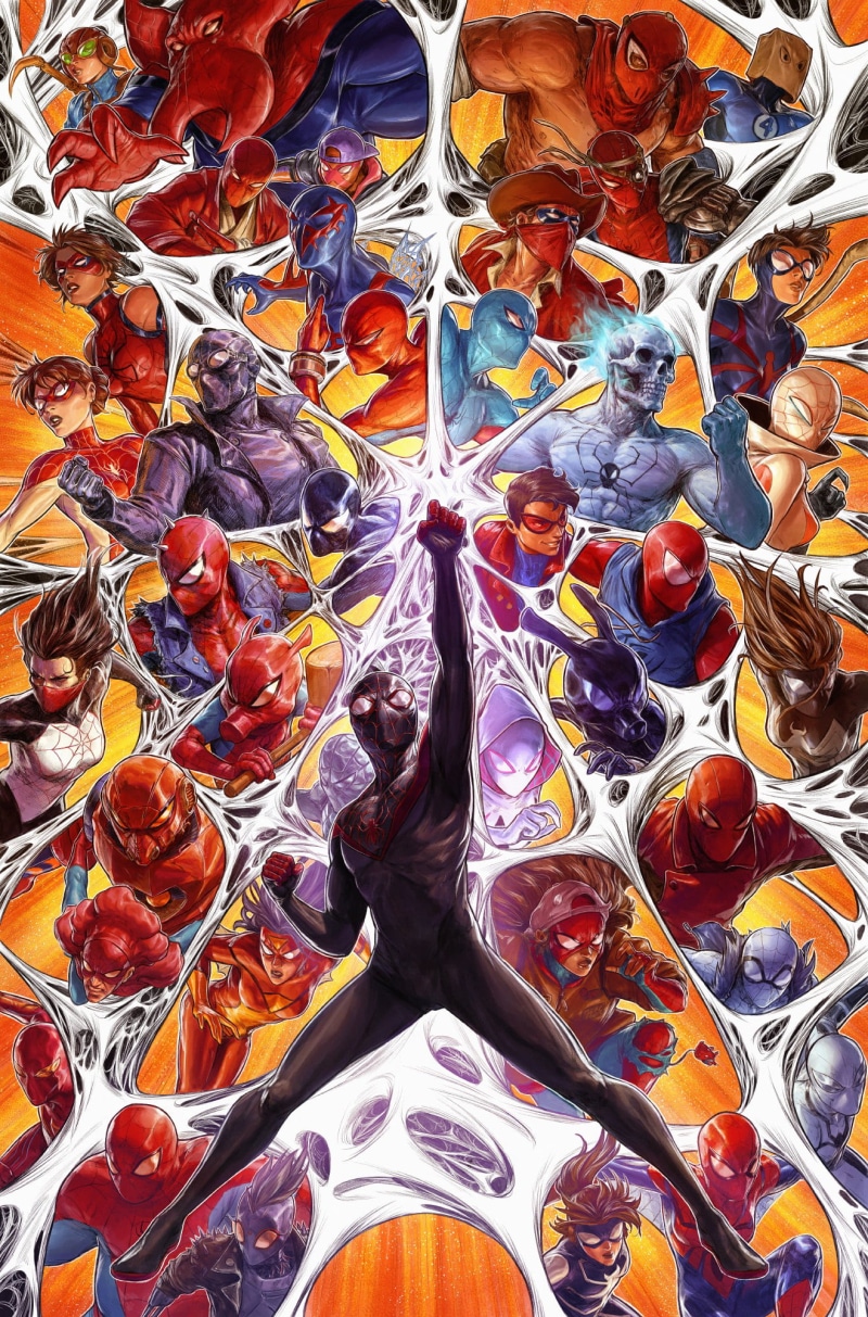 universe, Dave Rapoza, Spider-Man, women, 1080P, Miles Morales, Spider-Man 2099, men, comic art, drawing