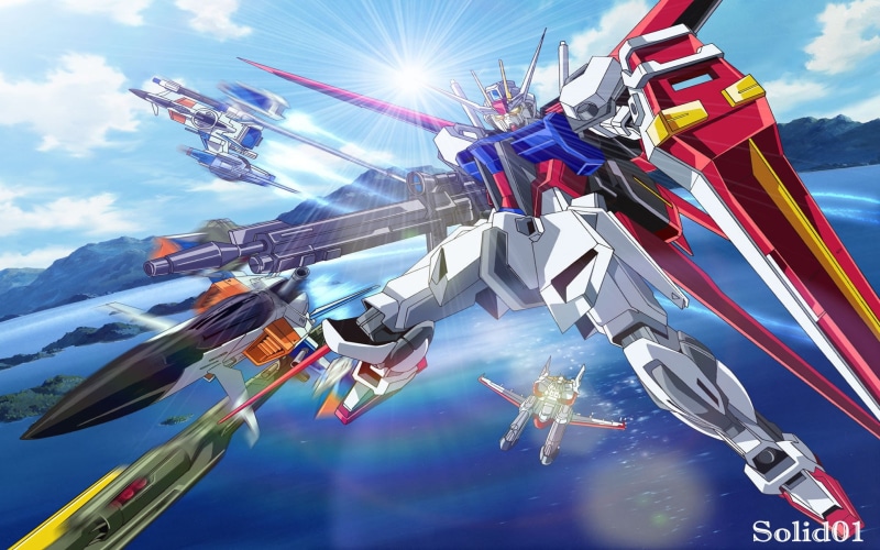 hd, sky, seed, gundam, mobile, plane, gundam seed, 1080P, ship, art, anime, mobile suit, suit