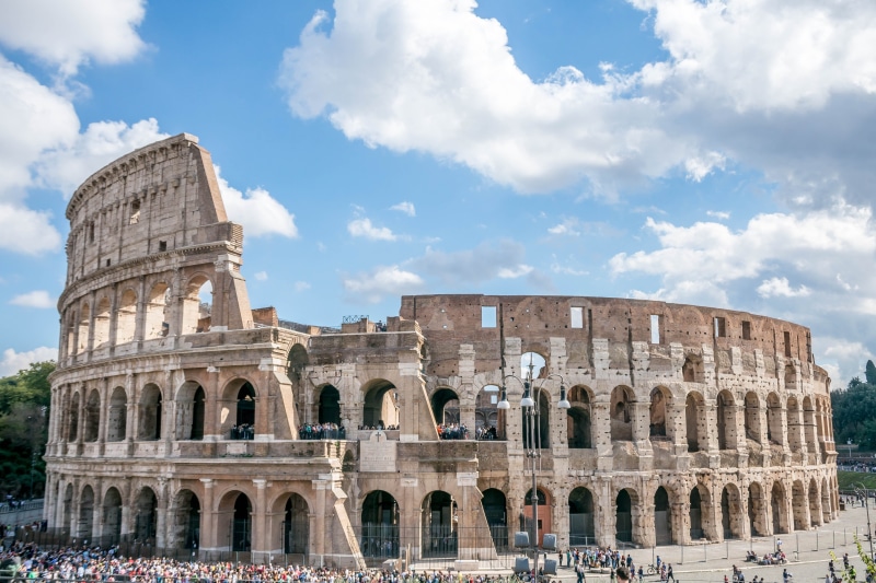 italy colosseum, outdoors, cloud - sky, building exterior, rome, day, travel, city, archaeology, arena, old, sky, amphitheater, building, old ruin, the past