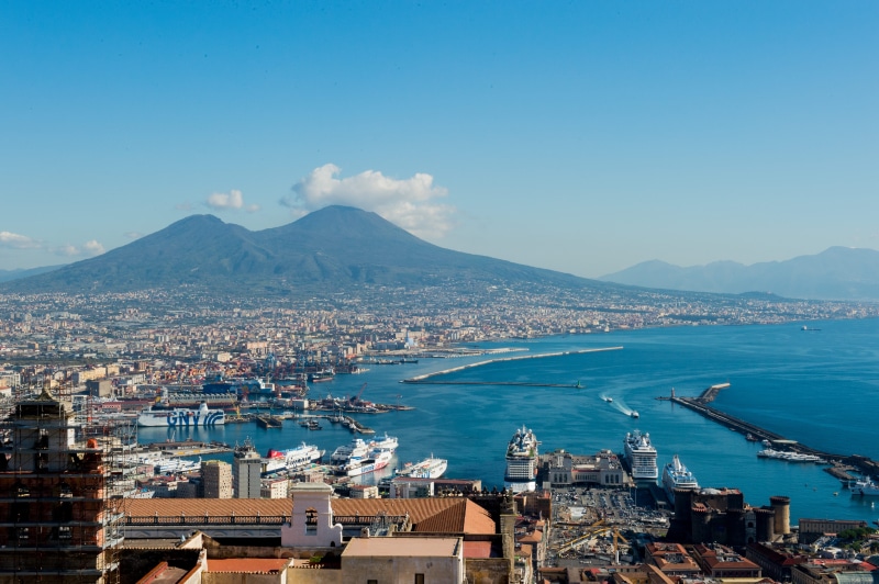landscape, building exterior, 4K, naples, day, pier, town, mountain range, harbor, architecture, travel destinations, no people, building, city, port