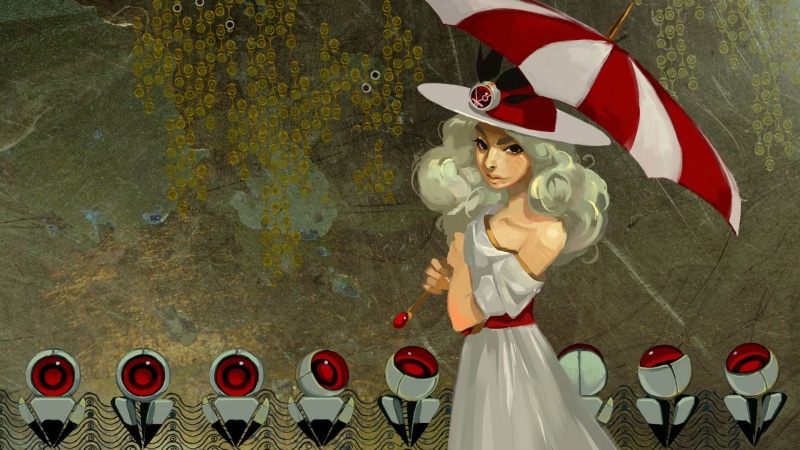human representation, representation, fashion, umbrella, event, flowering plant, Transistor, female likeness, emotion, art and craft, illustration, women