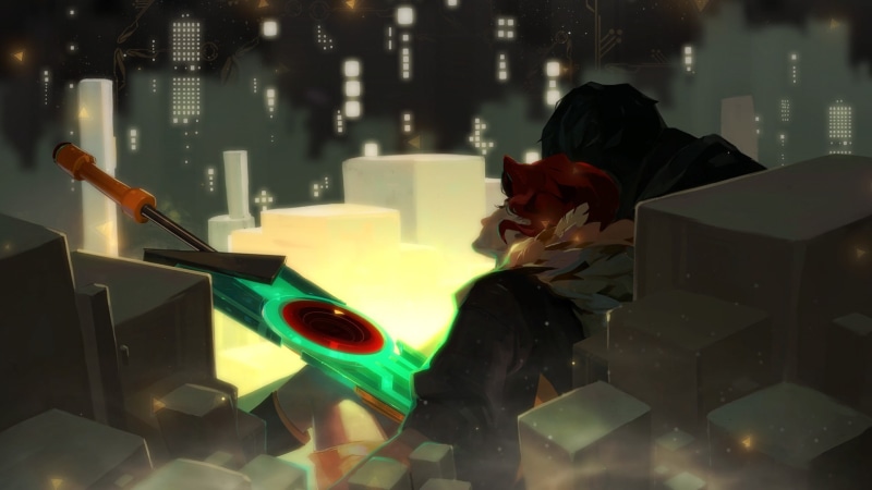 cityscape, artwork, science fiction, 1080P, Transistor, women, Red (Transistor), video games