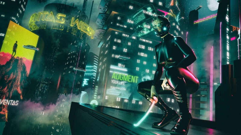 1080P, futuristic city, cyberpunk, women