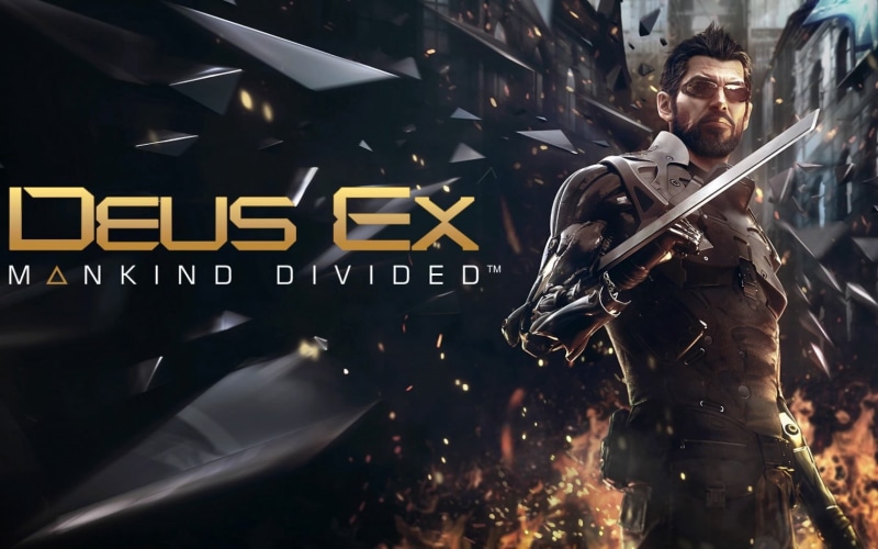 adam jensen, outdoors, mode of transportation, men, deus, danger, real people, text, war, power, law, deus ex, weapon, safety, city, poster, standing, protective Workwear