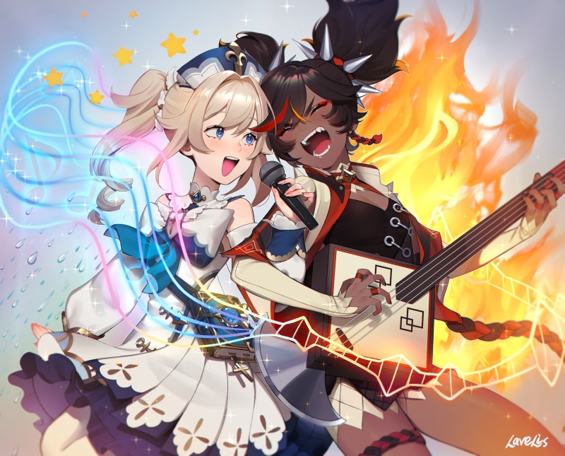 2K, Xinyan (Genshin Impact), barbara (genshin impact), Genshin Impact, anime girls