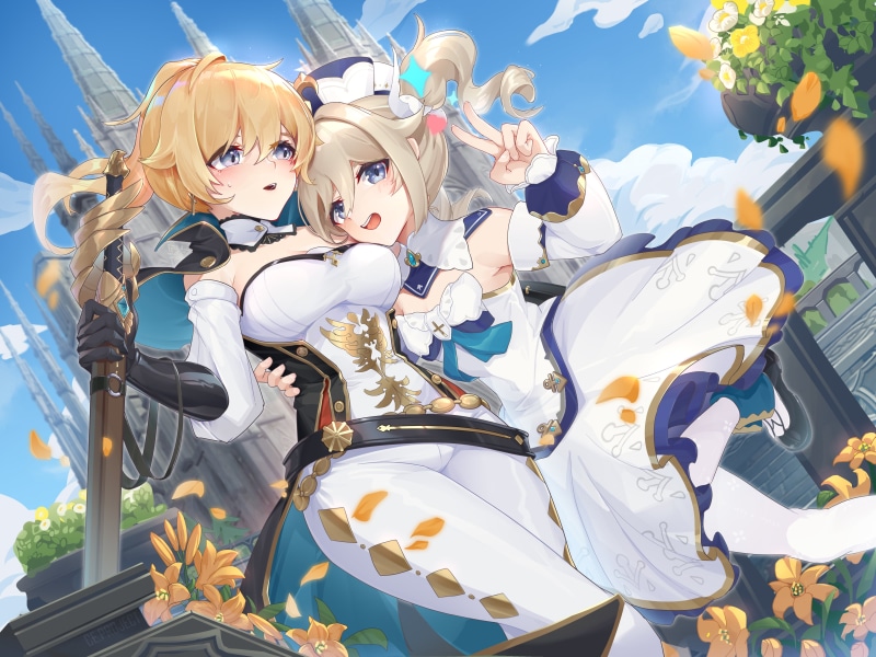 barbara (genshin impact), Genshin Impact, Jean (Genshin Impact), anime girls, 4K