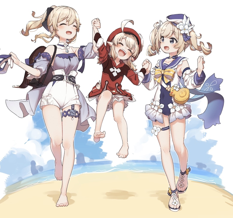 Jean (Genshin Impact), barbara (genshin impact), 2K, thighs, anime girls, Genshin Impact