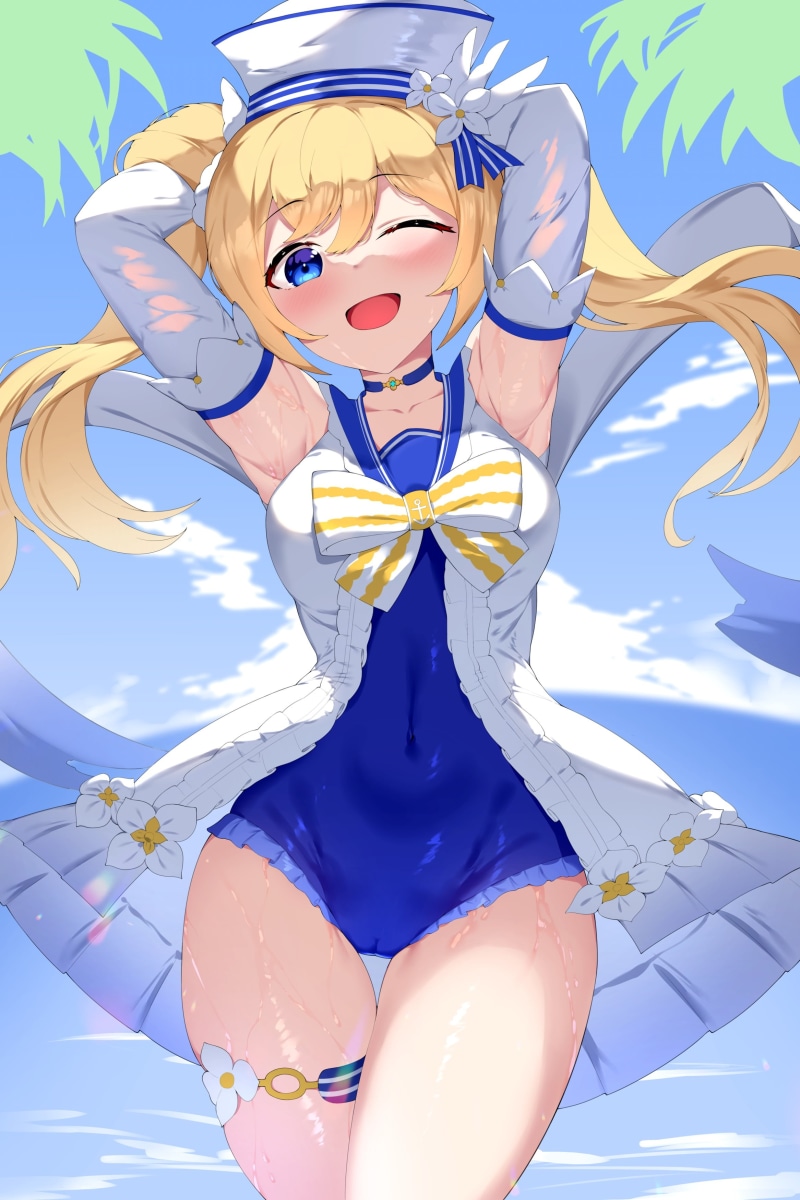 swimwear, 2K, barbara (genshin impact), thighs, Genshin Impact, anime girls, one-piece swimsuit