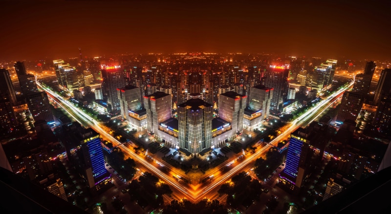 Skyline, transportation, development, building exterior, 4K, residential district, skyscraper, crowd, landscape, night, architecture, cityscape, illuminated