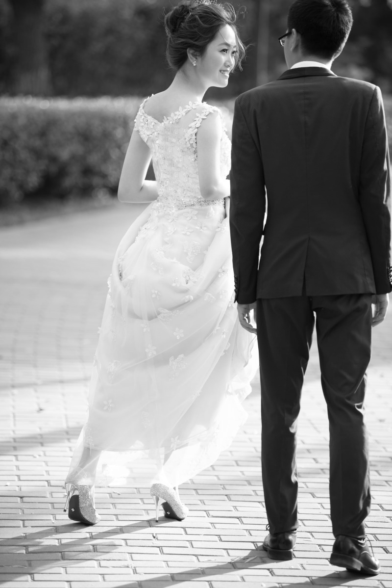 weddings, monochrome, Beijing, couple, brides, 1080P