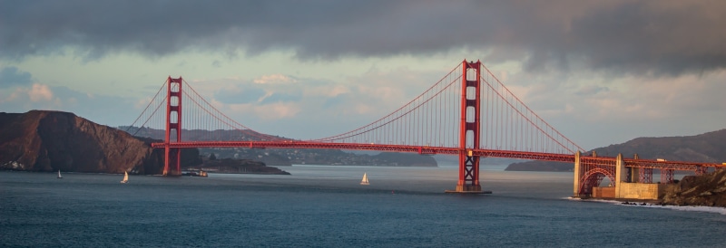 landscape, sea, Golden Gate Bridge, bridge, wide angle, panorama, 5K