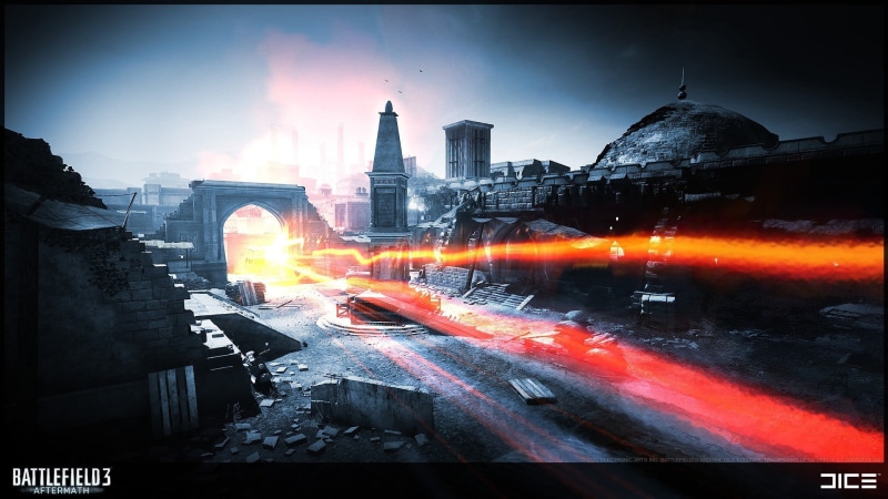 motion, Battlefield, building, outdoors, dusk, architecture, 1080P, digital, Battlefield 3, transfer print, building exterior, nature, video games