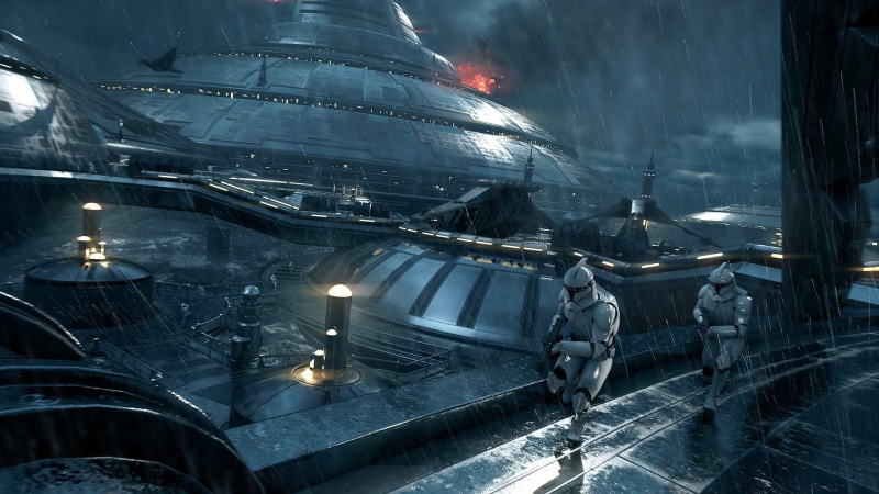 science fiction, Star Wars, 1080P, storm, spaceship, gloomy, Star Wars: Episode II - The Attack of the Clones
