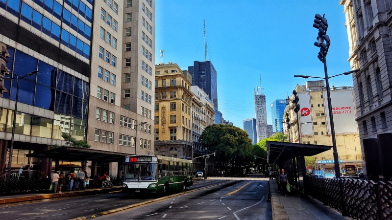 bus, city life, sunny, summer, building exterior, 9 de julio, towers, buenos aires, nature, day, sign, car, office building exterior, mode of transportation