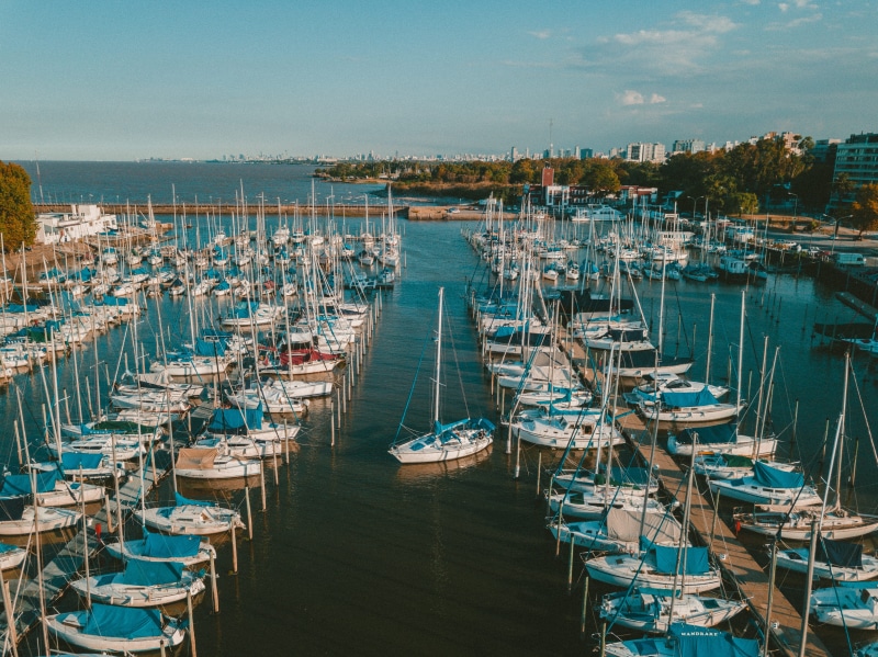yacht, argentina, river, high angle view, boat, mode of transportation, nature, day, large group of objects, city, transportation, buildings, sea, travel