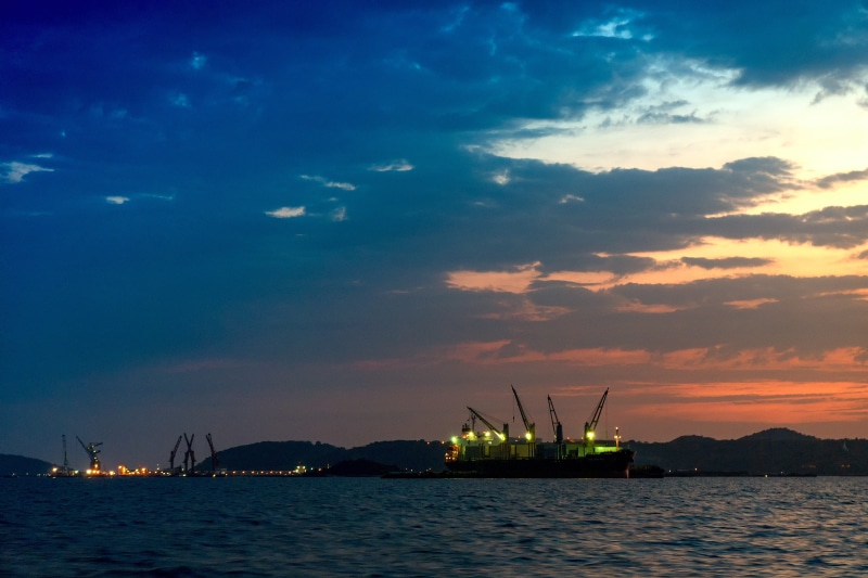 equipment, freight transportation, vibrant, harbor, distribution, energy, ocean, closing, blue, boats, carriage, ship, Sky, industry, business, no people