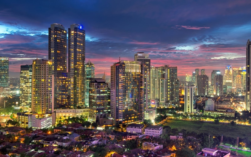 Indonesia, city, evening, view, aerial, photography, capital, 720P, Jakarta