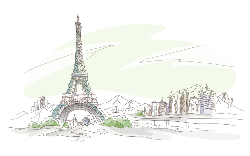 nature, city, cultures, tourism, landscape, paris - France, France, art and craft, building Exterior, eyfeleva tower, white background, eiffel, tree, urban Skyline