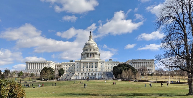 washington, government, capitol, city, usa, dome, sky, nature, democracy, u.s. capitol, winter sun, united states capitol, grass, 4K, tree, no people