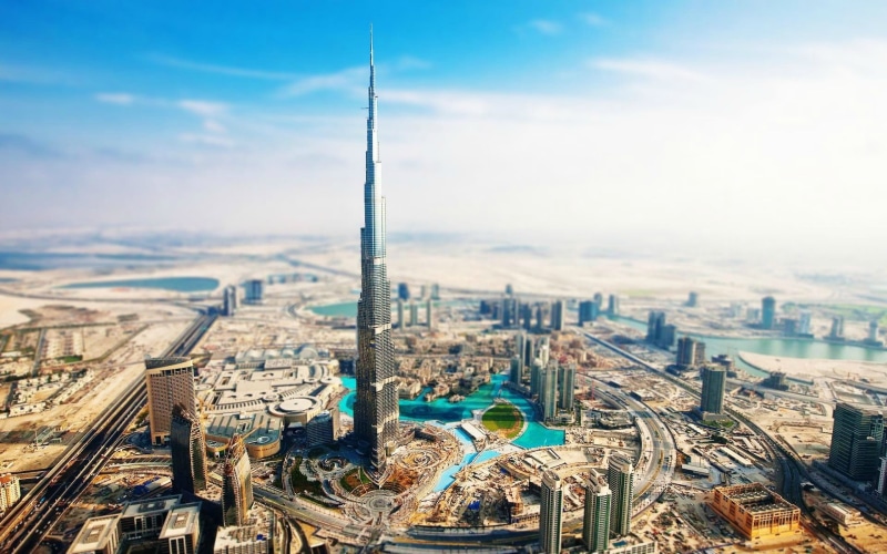 city, Dubai, building, Burj Khalifa, 1080P, photography, tilt shift, cityscape