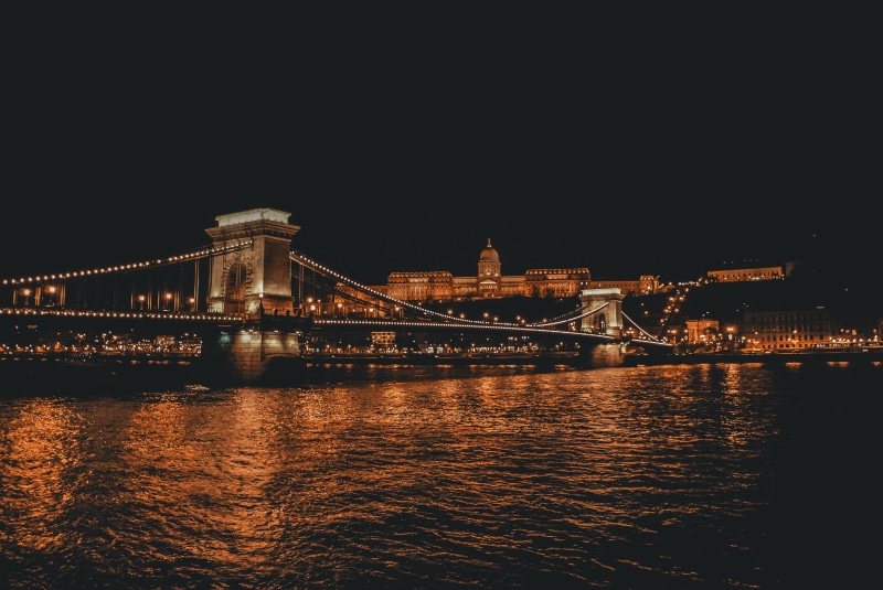 sky, city, connection, waterfront, illuminated, bridge, no people, Chain Bridge, architecture, transportation, lights, night, water, built structure, Donau