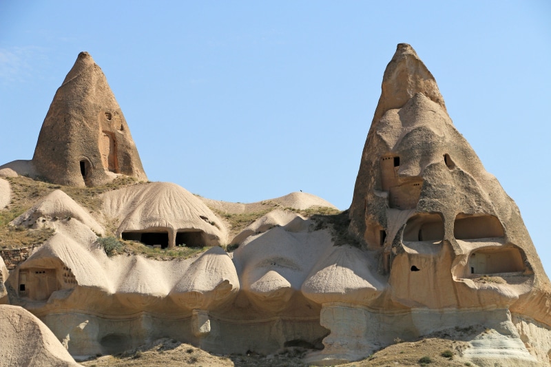 Chimney, stone material, day, nature, no people, goreme, old ruin, public domain, clear sky, ancient civilization, outdoors, famous Place, built structure