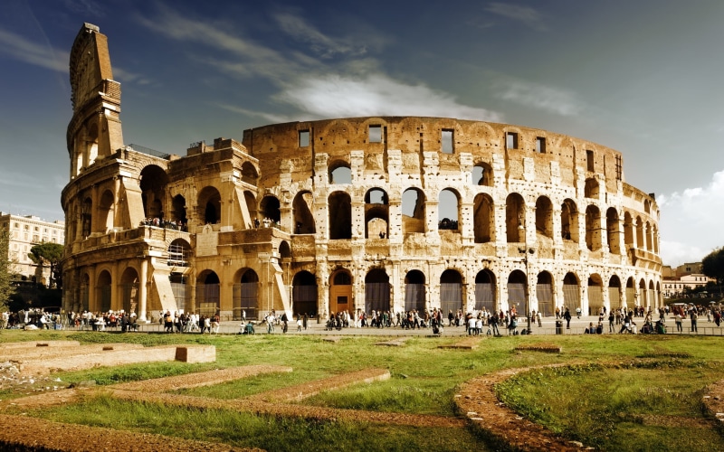the Past, old Ruin, architecture, building exterior, grass, built Structure, monument, incidental people, roman, sky, italian Culture, group of people