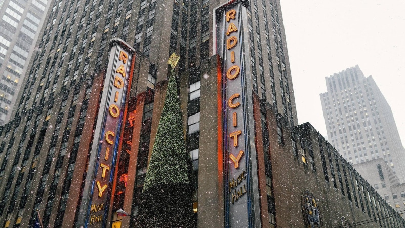 snow, building, 30 Rockefeller Plaza, 1080P, New York City, Christmas