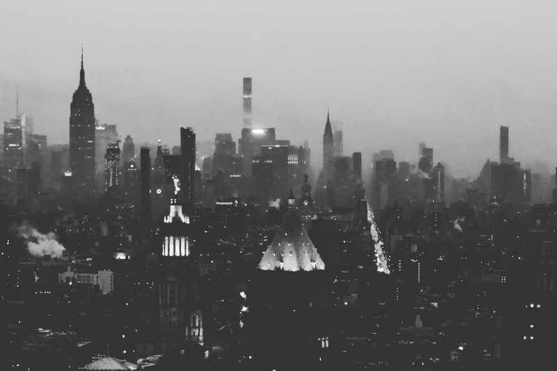 office building exterior, fog, nature, tall - high, dark, travel destinations, outdoors, 4K, empire state building, tower, pollution, midtown, cityscape