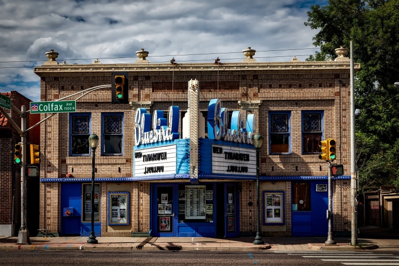 urban Scene, sky, theater, uSA, marquee, brown, cinema, hdr, entrance, architectural column, brick, famous Place, travel, nature, day, entertainment, white