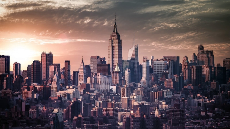 skyscraper, empire State Building, city Life, twilight, new York State, urban Scene, midtown Manhattan, 1080P, office building exterior, york, cityscape