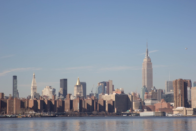 urban skyline, urban, daytime, city, waterfront, built structure, tower, sky, spire, cityscape, america, usa, 2K, finance, nyc, new york city, water, landscape