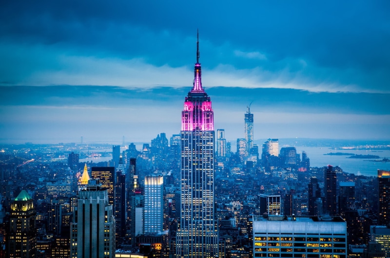 1080P, Empire State Building, city lights, sky, New York City, city