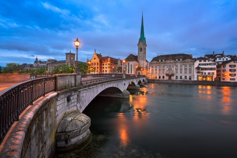 lantern, home, Switzerland, river, bridge, Zurich, 1080P, spire