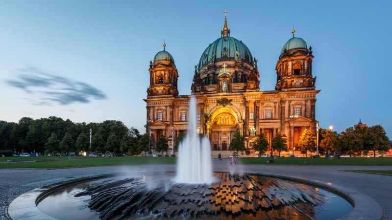 dom, architecture, night, 1080P, berliner, attractions, germany