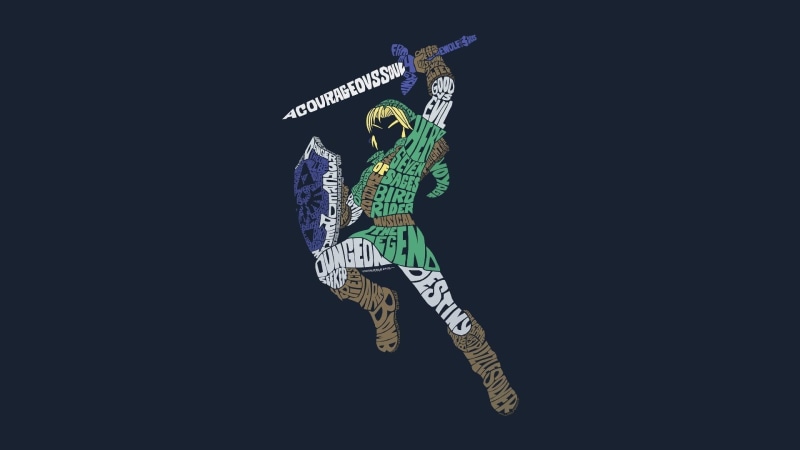 creativity, jumping, legend, Hylian Shield, video games, copy space, zelda, nature, vitality, black background, arms raised, front view, representation